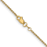 14K 18 inch 1.4mm Round Open Link Cable with Lobster Clasp Chain