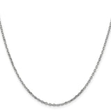 14K White Gold 16 inch 1.8mm Diamond-cut Round Open Link Cable with Lobster Clasp Chain
