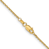14K 18 inch 1.4mm Diamond-cut Round Open Link Cable with Lobster Clasp Chain