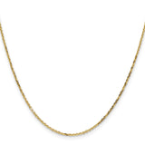 14K 24 inch 1.4mm Diamond-cut Round Open Link Cable with Lobster Clasp Chain