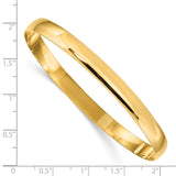 14k 6mm Solid Polished Half-Round Slip-On Bangle