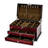 Luxury Giftware High Gloss Rosewood Veneer w/Mother of Pearl Inlay 2-Drawer Locking Wooden Jewelry Box