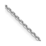 14K White Gold 16 inch 1.4mm Diamond-cut Round Open Link Cable with Lobster Clasp Chain