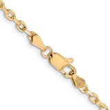 14K 24 inch 3mm Diamond-cut Round Open Link Cable with Lobster Clasp Chain