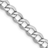 14K White Gold 24 inch 5.25mm Semi-Solid Curb with Lobster Clasp Chain