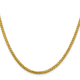 14K 24 inch 2.5mm Semi-Solid Diamond-cut Wheat with Lobster Clasp Chain