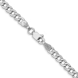 14K White Gold 20 inch 3.35mm Semi-Solid Curb with Lobster Clasp Chain