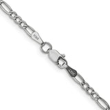 14K White Gold 20 inch 2.5mm Semi-Solid Figaro with Lobster Clasp Chain