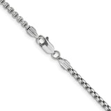 14K White Gold 20 inch 2.45mm Semi-Solid Round Box with Lobster Clasp Chain