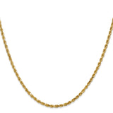 14K 22 inch 2.25mm Diamond-cut Rope with Lobster Clasp Chain