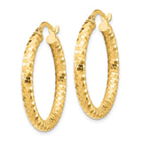 14K 3x27mm Diamond-cut Hoop Earrings