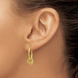 14K Moveable Heart Hoop Earrings