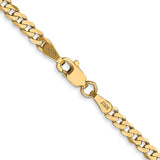 14K 24 inch 2.9mm Flat Beveled Curb with Lobster Clasp Chain