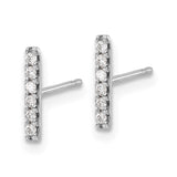 14k White Gold Diamond Bar Earrings