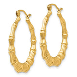 14k Polished Bamboo Hoop Earrings