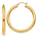 14K Polished 4mm Lightweight Tube Hoop Earrings