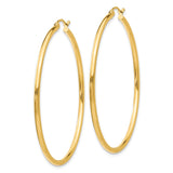 14k Polished 2x50mm Lightweight Tube Hoop Earrings