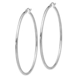 14k White Gold Polished 2x60mm Tube Hoop Earrings