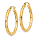 14K Polished 3mm Tube Hoop Earrings