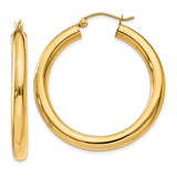 14k Polished 4mm Lightweight Tube Hoop Earrings