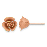 14k Rose Gold Satin Finish D/C Rose Post Earrings