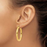 14K Polished 4mm Tube Hoop Earrings