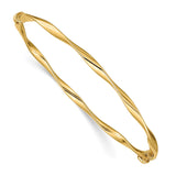 14k Polished Twisted Hinged Bangle Bracelet