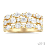 Mixed Shape Three Row Diamond Fashion Band