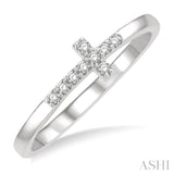 Stackable Sideway Cross Petite Diamond Fashion Ring