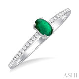 Oval Shape Gemstone & Petite Diamond Fashion Ring