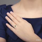 Oval Shape Gemstone & Petite Diamond Fashion Ring