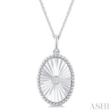 1/20 ctw Oval Medallion Round Cut Diamond Pendant With Chain in Sterling Silver