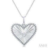 1/20 ctw Heart Medallion Round Cut Diamond Pendant With Chain in Sterling Silver