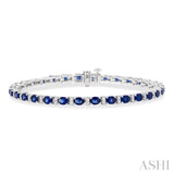 1/3 ctw Oval Cut 4X3MM Sapphire and Round Cut Diamond Precious Bracelet in 14K White Gold