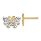 14k w/ White Rhodium Butterfly Post Earrings