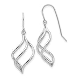 14K White Gold Swirl Dangle Earrings