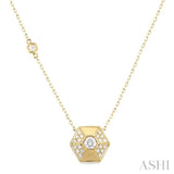 3/8 ctw Hexagon Shape Round Cut Diamond Fashion Necklace in 14K Yellow Gold