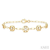 1/3 ctw Lattice Hexagon Round Cut Diamond Fashion Link Bracelet in 14K Yellow Gold