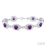 Silver Gemstone & Diamond Bracelet