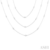 1 ctw Bezel Set Round Cut Diamond Long Station Necklace in 14K White Gold