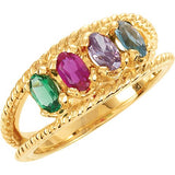 14kt Yellow 4 Stone Ring Mounting for Mother with synthetic stones. Prices will vary. All rings customizable