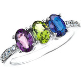 Sterling Silver with CZ accent          2 Stone Ring for Mother with synthetic stones. Prices will vary. All rings customizable.