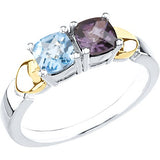 Sterling Silver & 14kt accent          2 Stone Ring for Mother with synthetic stones. Prices will vary. All rings customizable