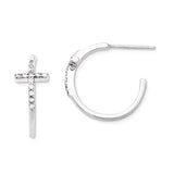 Ss  & CZ sideways cross earrings