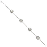 Majestik sterling silver 10-11mm station Gray bead necklace