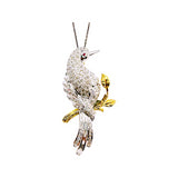 18kt white gold bird brooch with 2.55ctw of diamonds with ruby eye