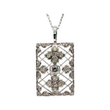 14kt white gold ladies lattice pendant with Old mine cut diamond 1ctw melee diamond (Circa 1800’s) $10,665