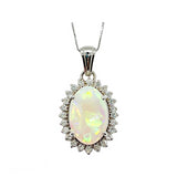 14kt White gold ladies Opal with diamond halo