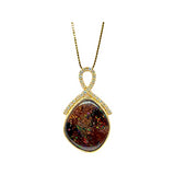 Boulder opal and diamond pendant