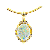 14kt yellow gold ladies slide with 9.89ct Opal with 1.60ctw diamonds